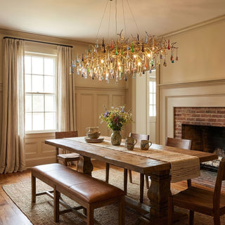 Colorful Raindrop Brass Branch Chandelier-Neutral Decor