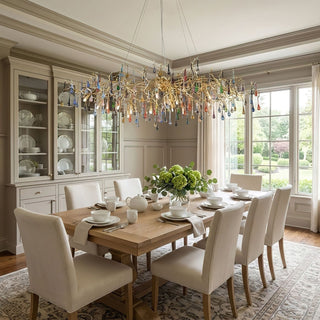 Colorful Raindrop Brass Branch Chandelier-Neutral Decor