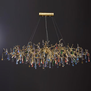 Sytheir Lustre en cristal et laiton à branches de gouttes de pluie colorées