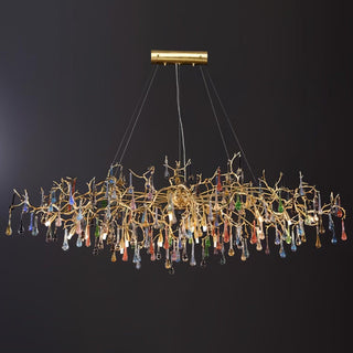 Sytheir Lustre en cristal et laiton à branches de gouttes de pluie colorées