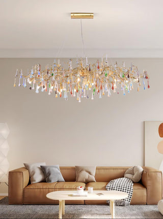 Sytheir Lustre en cristal et laiton à branches de gouttes de pluie colorées