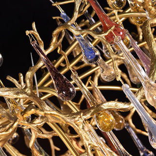 Sytheir Lustre en cristal et laiton à branches de gouttes de pluie colorées