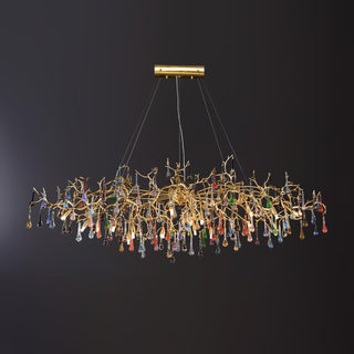 Sytheir Lustre en cristal et laiton à branches de gouttes de pluie colorées
