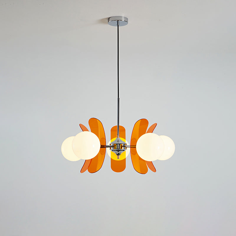 Surivar Lustre Sputnik Créatif En Verre Orange Et Acrylique-Cielum