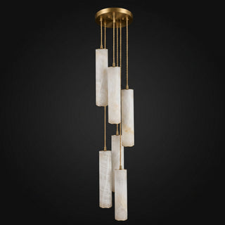 Column Alabaster Staircase Chandelier-Neutral Decor