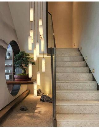 Column Alabaster Staircase Chandelier-Neutral Decor