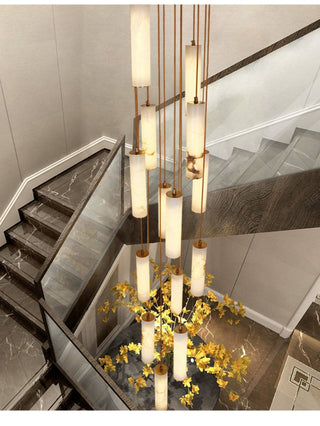 Column Alabaster Staircase Chandelier-Neutral Decor
