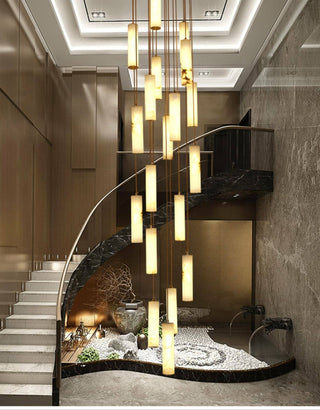 Column Alabaster Staircase Chandelier-Neutral Decor