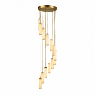 Column Alabaster Staircase Chandelier-Neutral Decor
