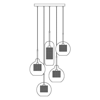 Lustra Lustre Suspendu En Verre Maillage Doré Pour Salle À Manger