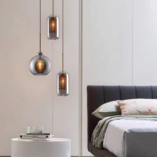 Lustra Lustre Suspendu En Verre Maillage Doré Pour Salle À Manger