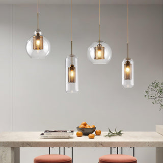 Lustra Lustre Suspendu En Verre Maillage Doré Pour Salle À Manger