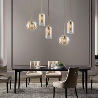 Lustra Lustre Suspendu En Verre Maillage Doré Pour Salle À Manger