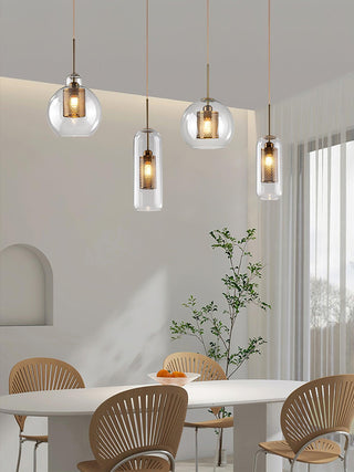 Lustra Lustre Suspendu En Verre Maillage Doré Pour Salle À Manger