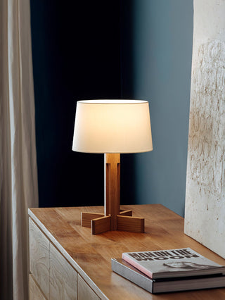 Rinivena Bois & Tissu Lampe de Table Contemporaine