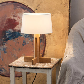 Rinivena Bois & Tissu Lampe de Table Contemporaine