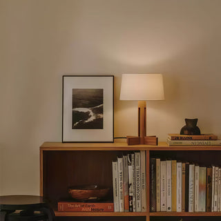 Rinivena Bois & Tissu Lampe de Table Contemporaine