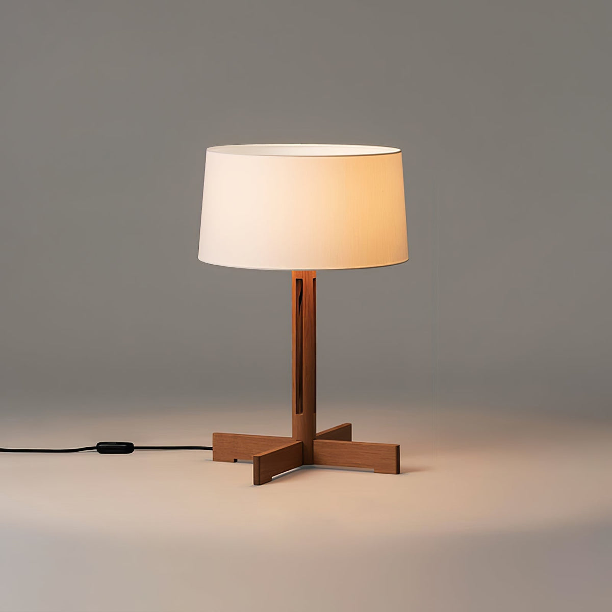 Rinivena Bois & Tissu Lampe de Table Contemporaine