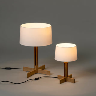 Rinivena Bois & Tissu Lampe de Table Contemporaine