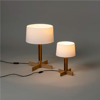 Rinivena Bois & Tissu Lampe de Table Contemporaine