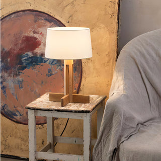 Rinivena Bois & Tissu Lampe de Table Contemporaine