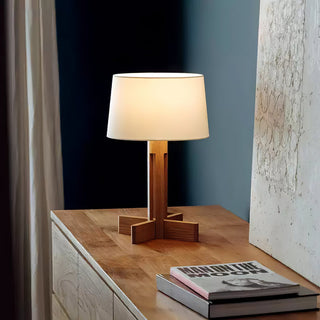 Rinivena Bois & Tissu Lampe de Table Contemporaine