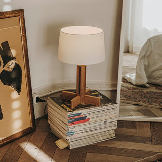 Rinivena Bois & Tissu Lampe de Table Contemporaine