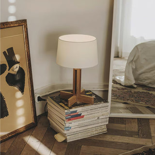 Rinivena Bois & Tissu Lampe de Table Contemporaine