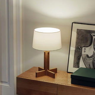 Rinivena Bois & Tissu Lampe de Table Contemporaine