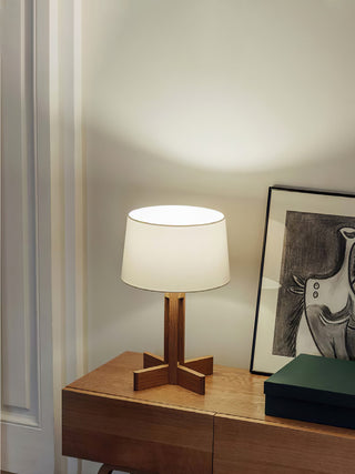 Rinivena Bois & Tissu Lampe de Table Contemporaine