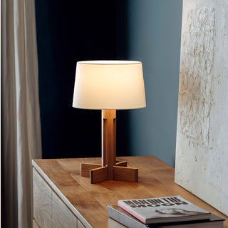 Rinivena Bois & Tissu Lampe de Table Contemporaine