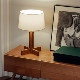 Rinivena Bois & Tissu Lampe de Table Contemporaine