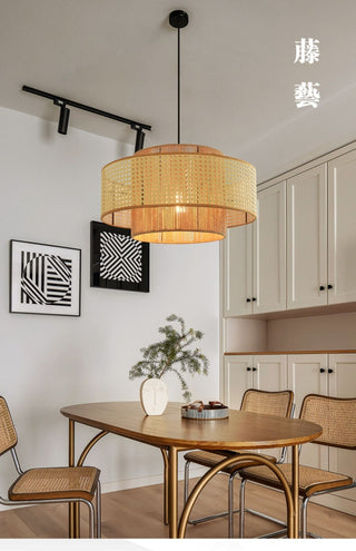 Ulshayra Lampe Suspension en Rotin Concentrique
