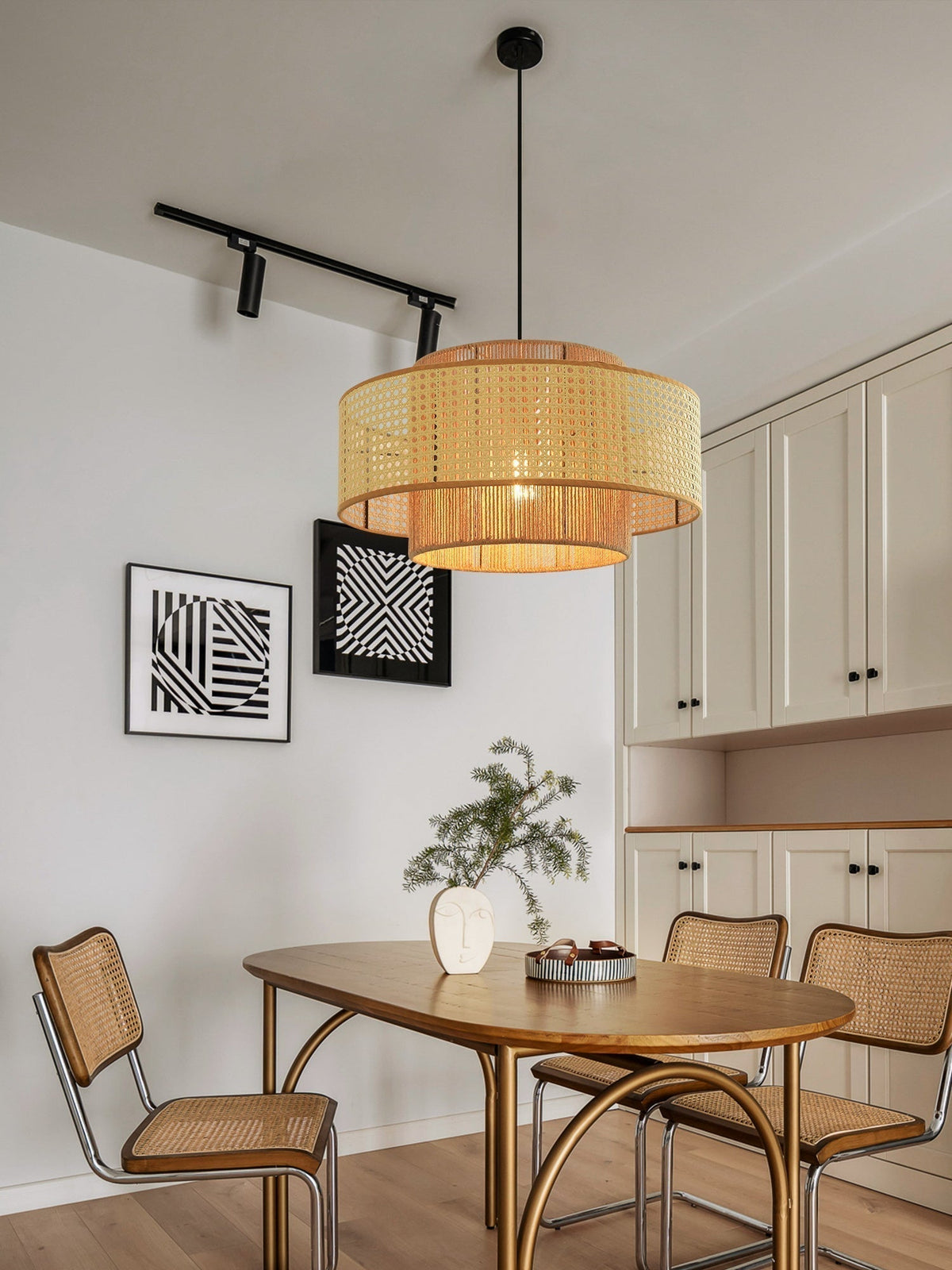 Felella Lampe Suspension en Rotin Concentrique
