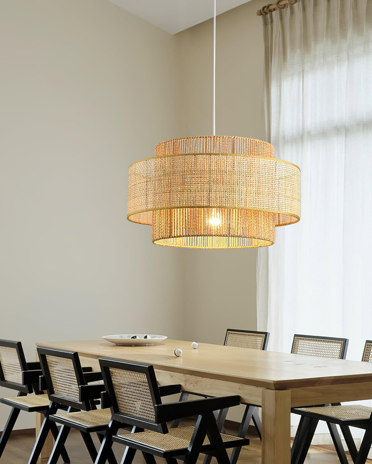 Felella Lampe Suspension en Rotin Concentrique