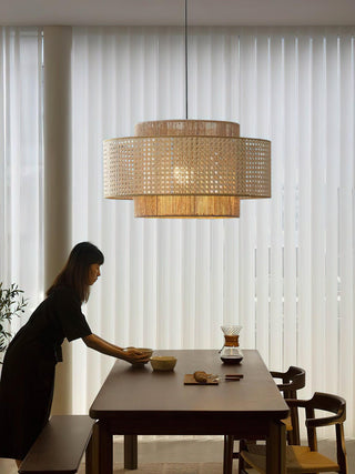 Ulshayra Lampe Suspension en Rotin Concentrique
