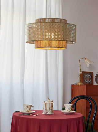 Ulshayra Lampe Suspension en Rotin Concentrique