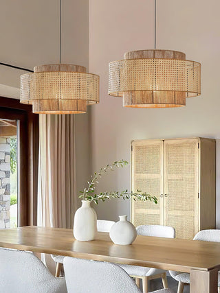 Ulshayra Lampe Suspension en Rotin Concentrique