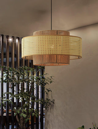 Ulshayra Lampe Suspension en Rotin Concentrique