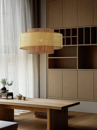 Ulshayra Lampe Suspension en Rotin Concentrique