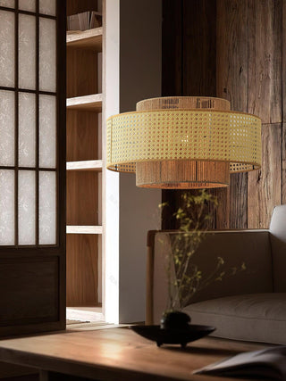 Ulshayra Lampe Suspension en Rotin Concentrique