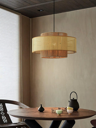 Ulshayra Lampe Suspension en Rotin Concentrique