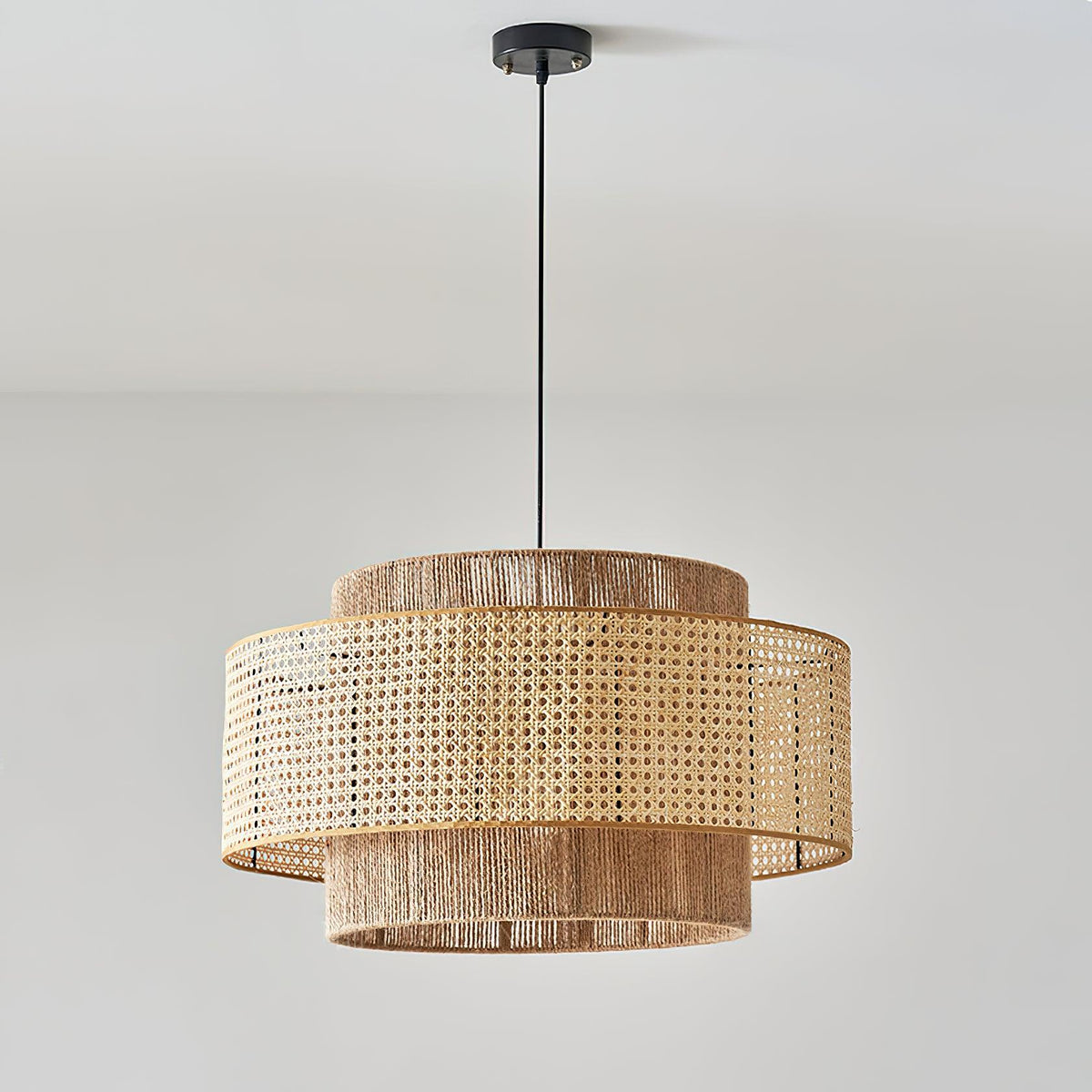 Felella Lampe Suspension en Rotin Concentrique