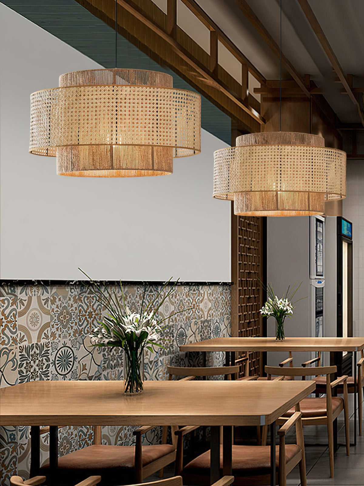 Felella Lampe Suspension en Rotin Concentrique