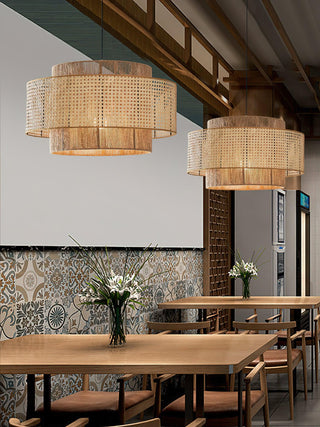 Ulshayra Lampe Suspension en Rotin Concentrique