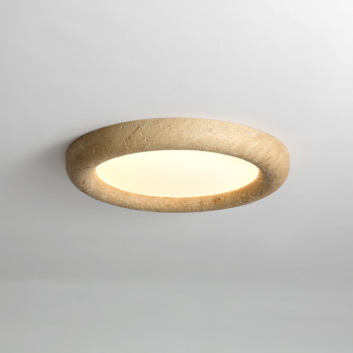Top-down view of the circular ceiling light.