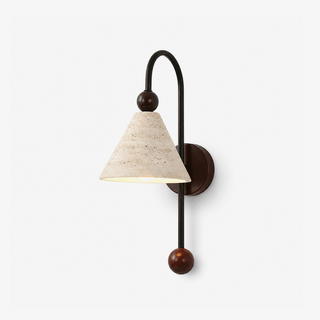 Cone Travertine Arc Sconce-Neutral Decor