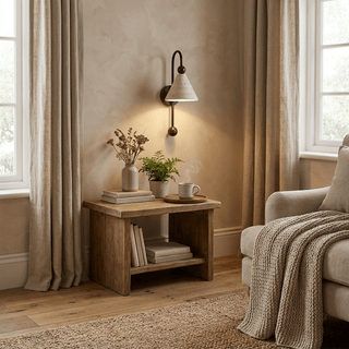 Cone Travertine Arc Sconce-Neutral Decor
