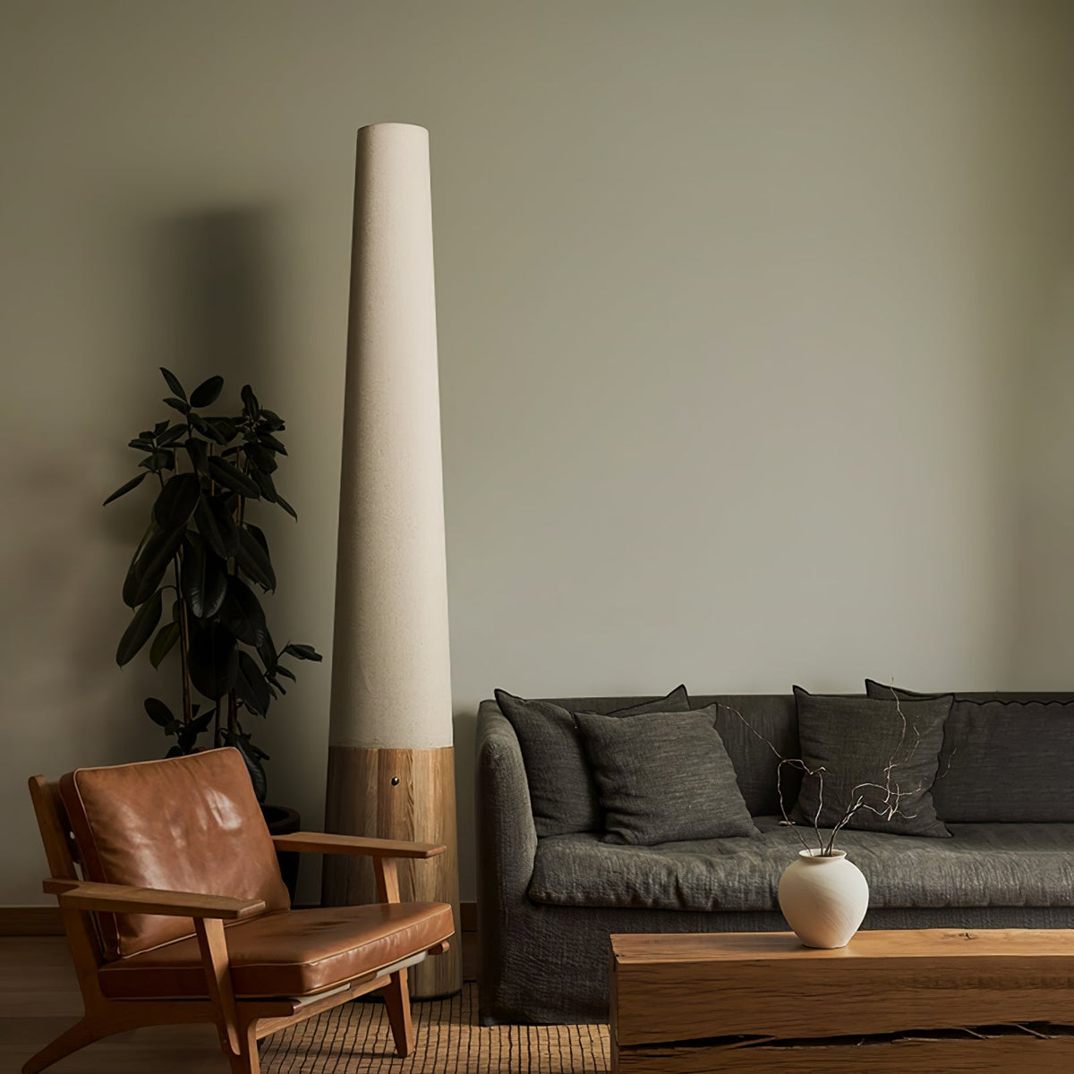 Glow Cone Wooden Floor Lamp-Neutral Decor