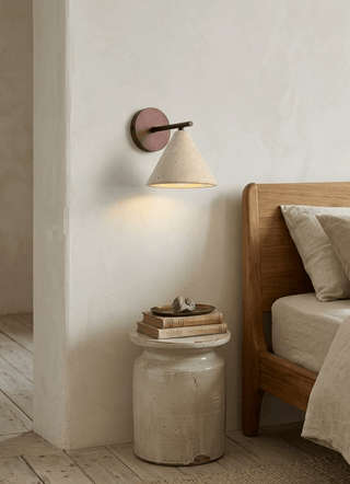 Conical Travertine Wall Light-Neutral Decor